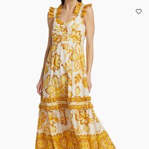 Farm Rio Off-White Aura Floral Midi Dress EUC